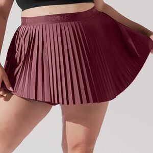 POPFLEX Wine Pleated Mini Skirt